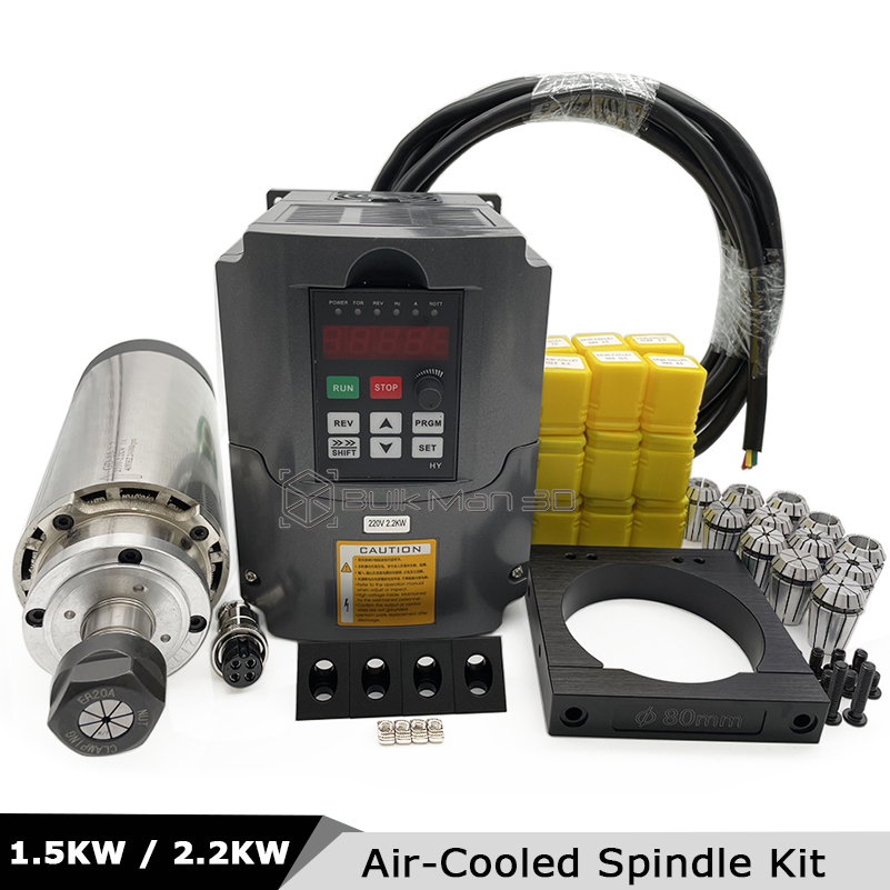 2.2KW 1.5KW 空冷式CNCスピンドルキット 220 - Air Cooled 1.5Kw Spindle Motor Inverter 110V のレビューと価格
