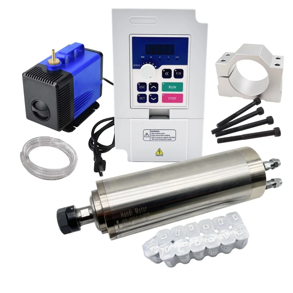 80MM 2.2KW ER20水冷CNCスピンドルモーターキ - 2.2Kw Water Cooled Spindle Kit Vfd のレビューと価格