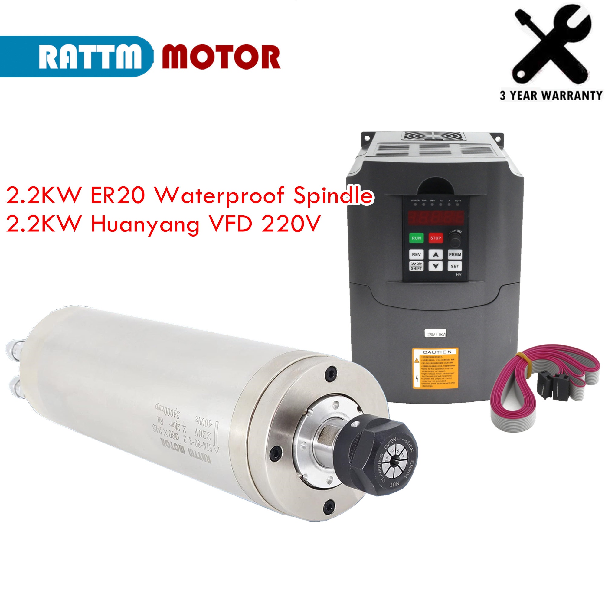 防水水冷式CNCスピンドルモーターキット 2.2KW ER2 - 2.2Kw Water Cooled Spindle Kit Vfd のレビューと価格
